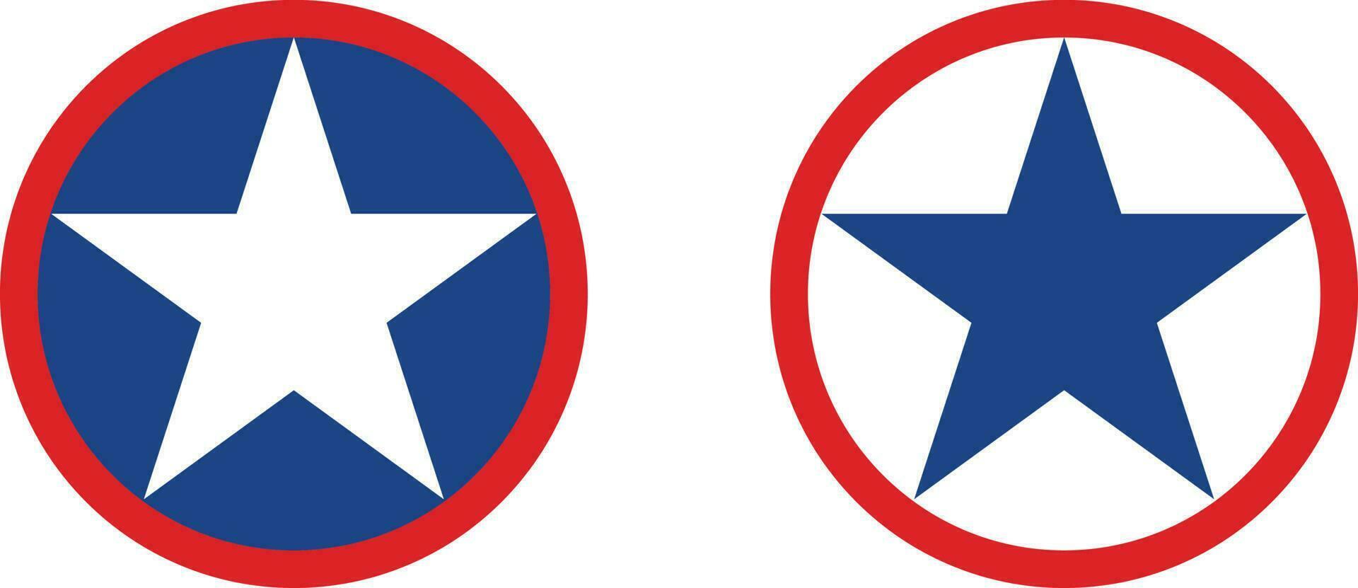 américain étoile icône ensemble dans bleu rouge couleurs . vecteur illustration