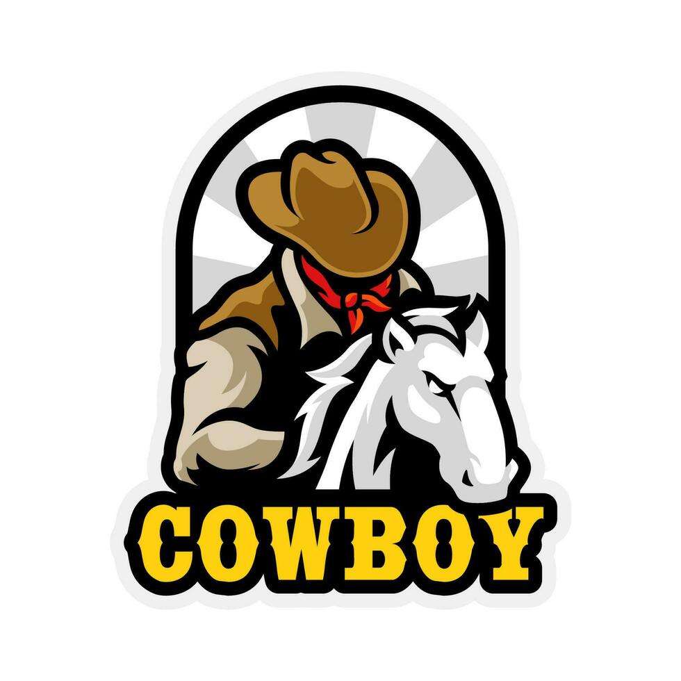 cow-boy illustration mascotte logo conception vecteur