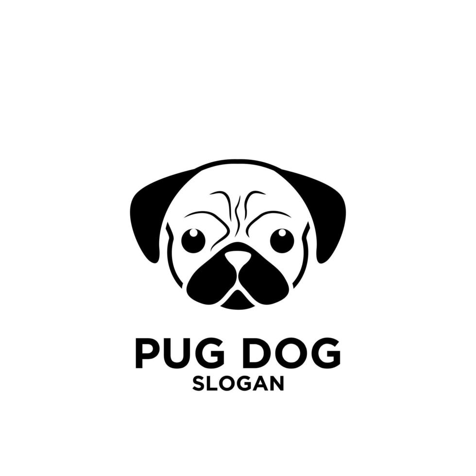 illustration d'icône logo chien mignon tête de carlin vecteur