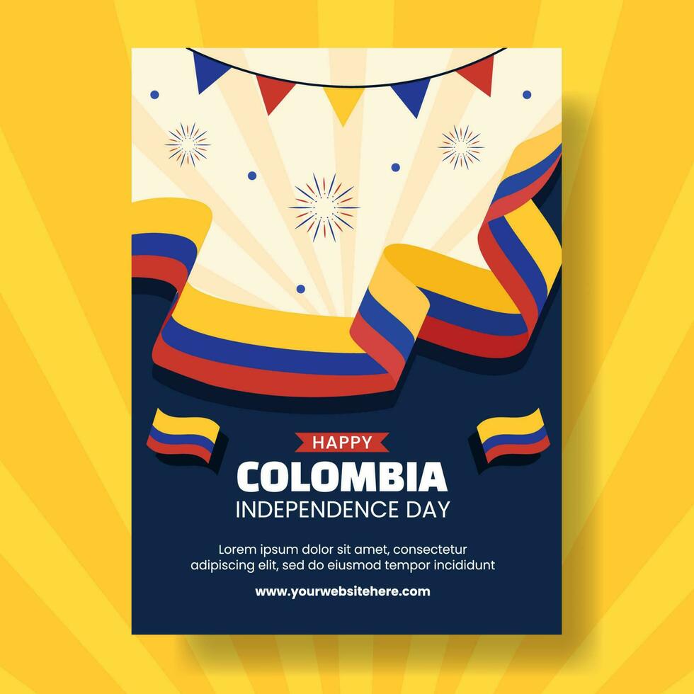 Colombie indépendance journée verticale affiche plat dessin animé main tiré modèles Contexte illustration vecteur