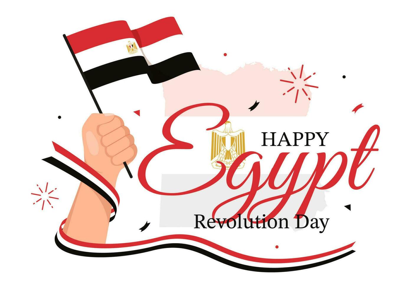 Egypte révolution journée vecteur illustration sur juillet 23 avec agitant drapeau Contexte dans nationale vacances plat dessin animé main tiré atterrissage page modèles