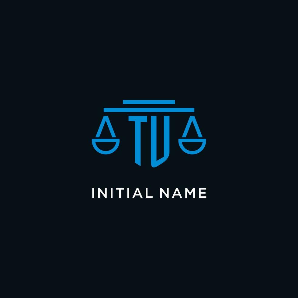 tu monogramme initiale logo avec Balance de Justice icône conception inspiration vecteur