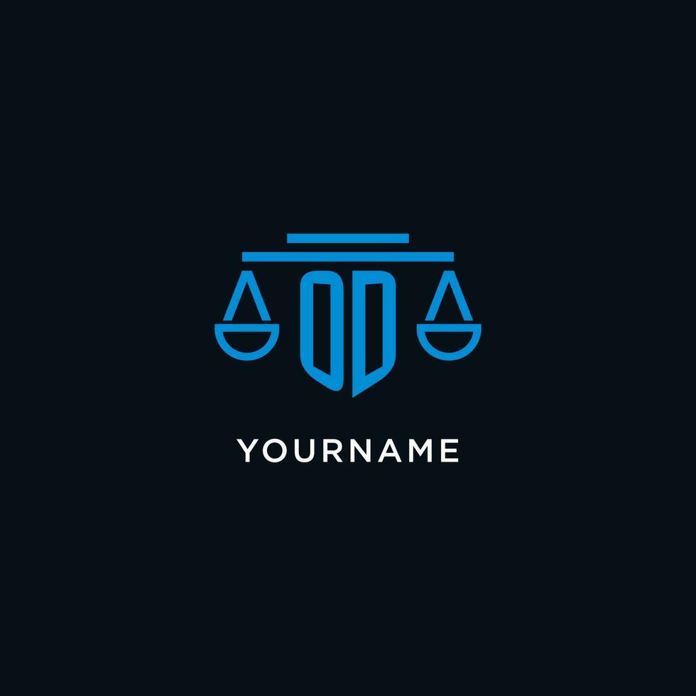 od monogramme initiale logo avec Balance de Justice icône conception inspiration vecteur