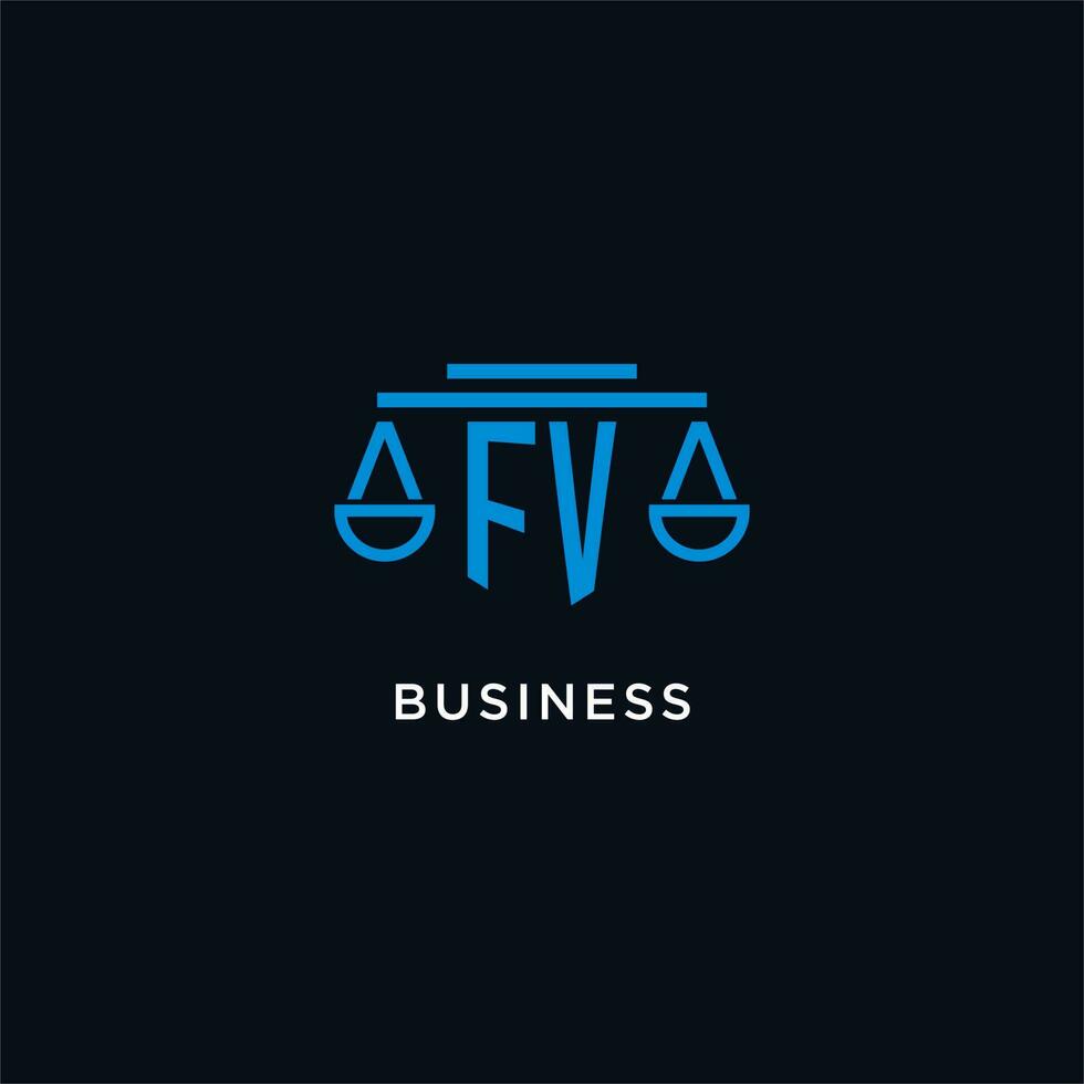 fv monogramme initiale logo avec Balance de Justice icône conception inspiration vecteur