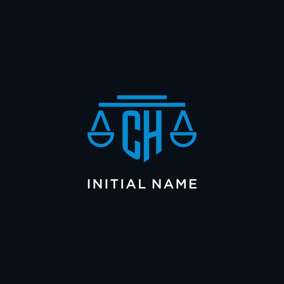 ch monogramme initiale logo avec Balance de Justice icône conception inspiration vecteur