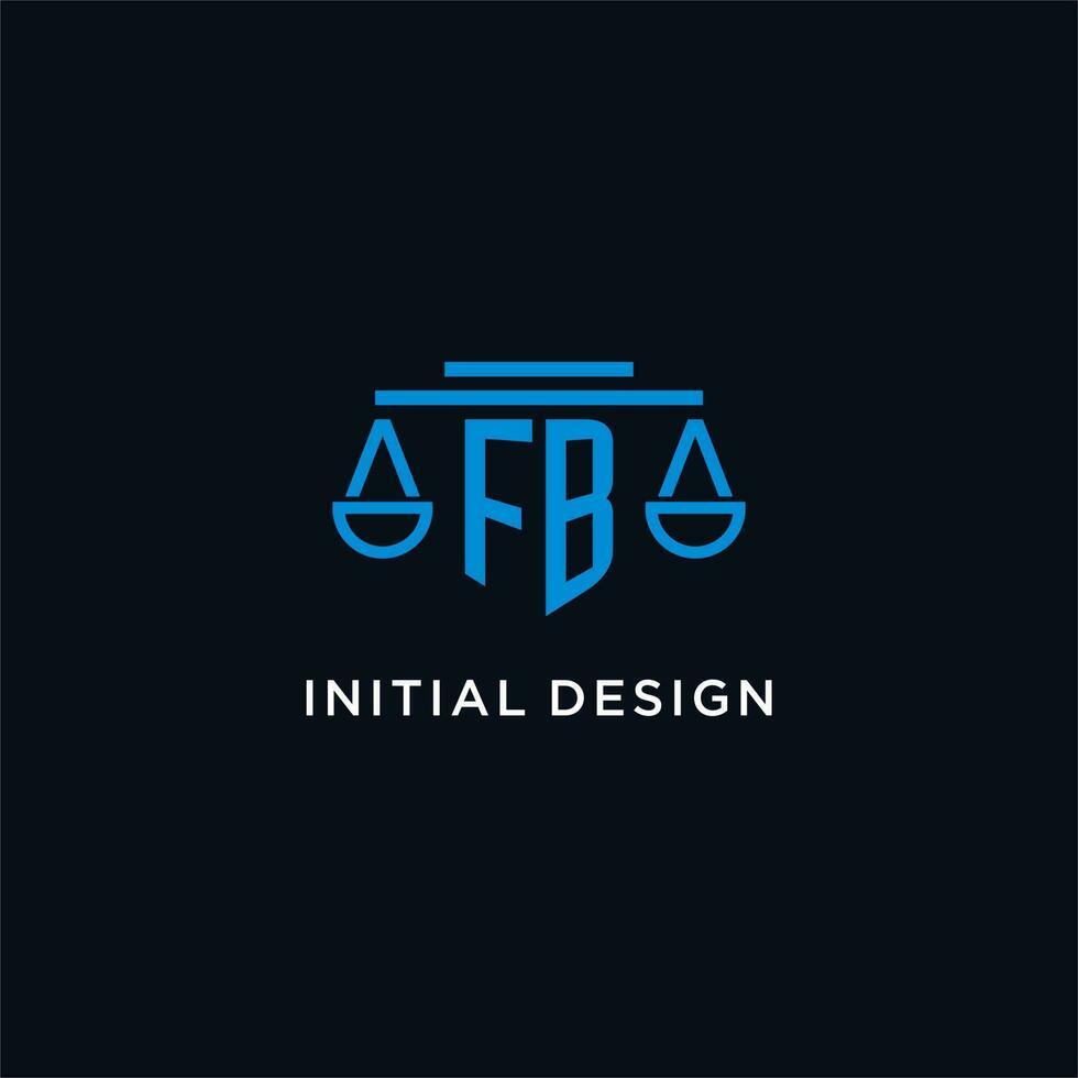 fb monogramme initiale logo avec Balance de Justice icône conception inspiration vecteur