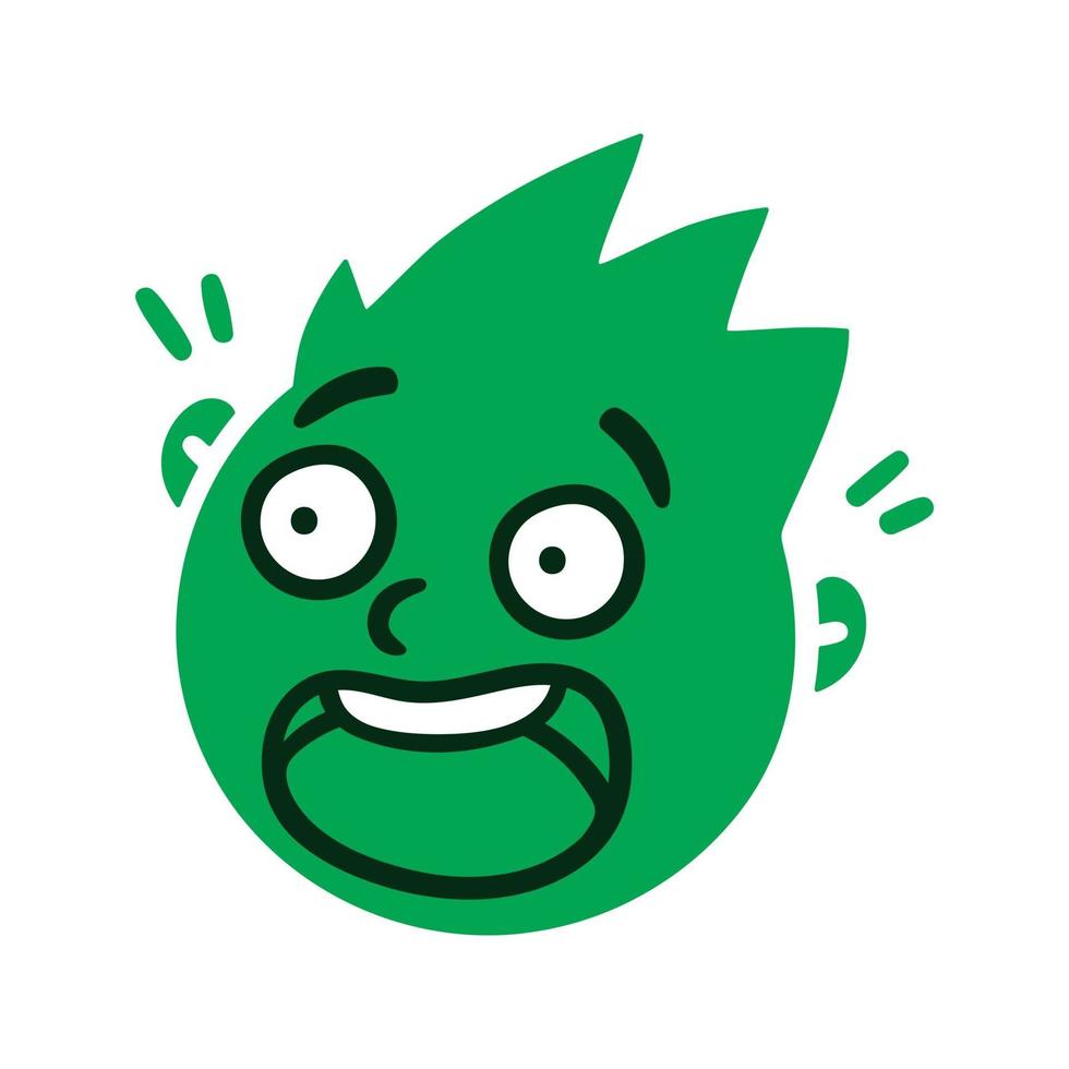 Visage abstrait rond avec des émotions effrayées effrayé portrait d'avatar emoji d'un homme paniqué illustration vectorielle de style dessin animé design plat vecteur