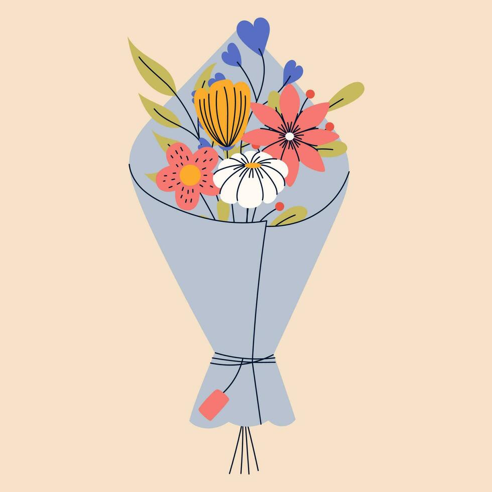 bouquet de fleurs. bien pour salutation cartes ou invitation conception, floral affiche. vecteur
