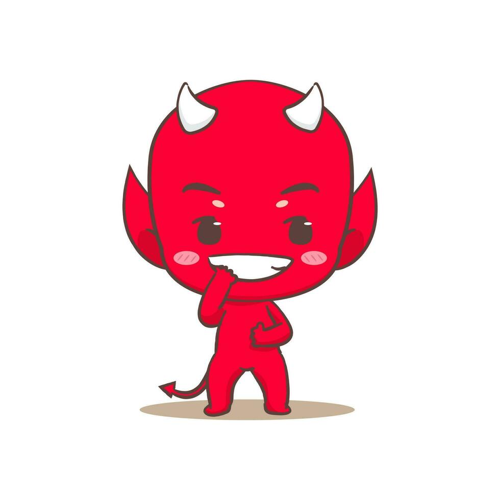 mignonne rouge diable en riant dessin animé personnage. Halloween et monstre concept conception. isolé plat dessin animé style. vecteur art illustration