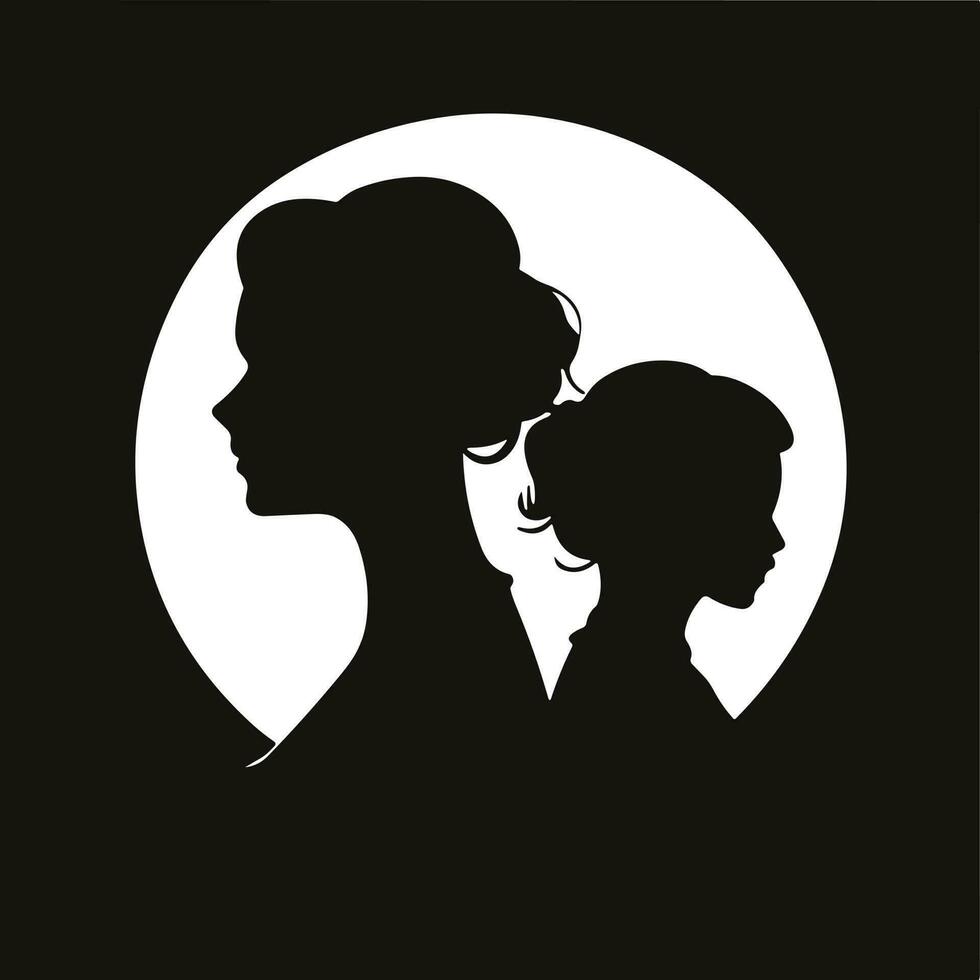 mère et fille silhouette vecteur