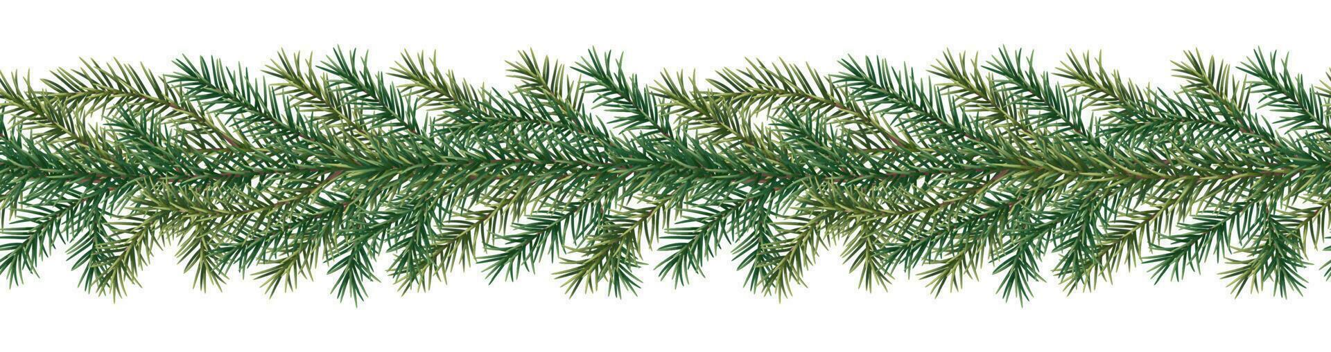 sans couture Noël arbre guirlande isolé sur blanche. génial pour décorer Noël et Nouveau année arrière-plans, bannières, cartes, etc. vecteur
