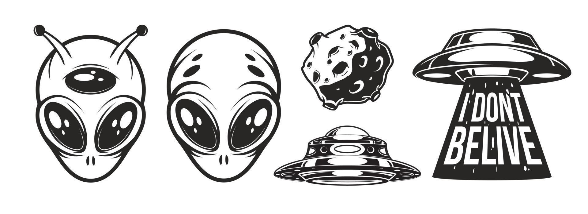 détails du logo des extraterrestres et jour des ovnis vecteur