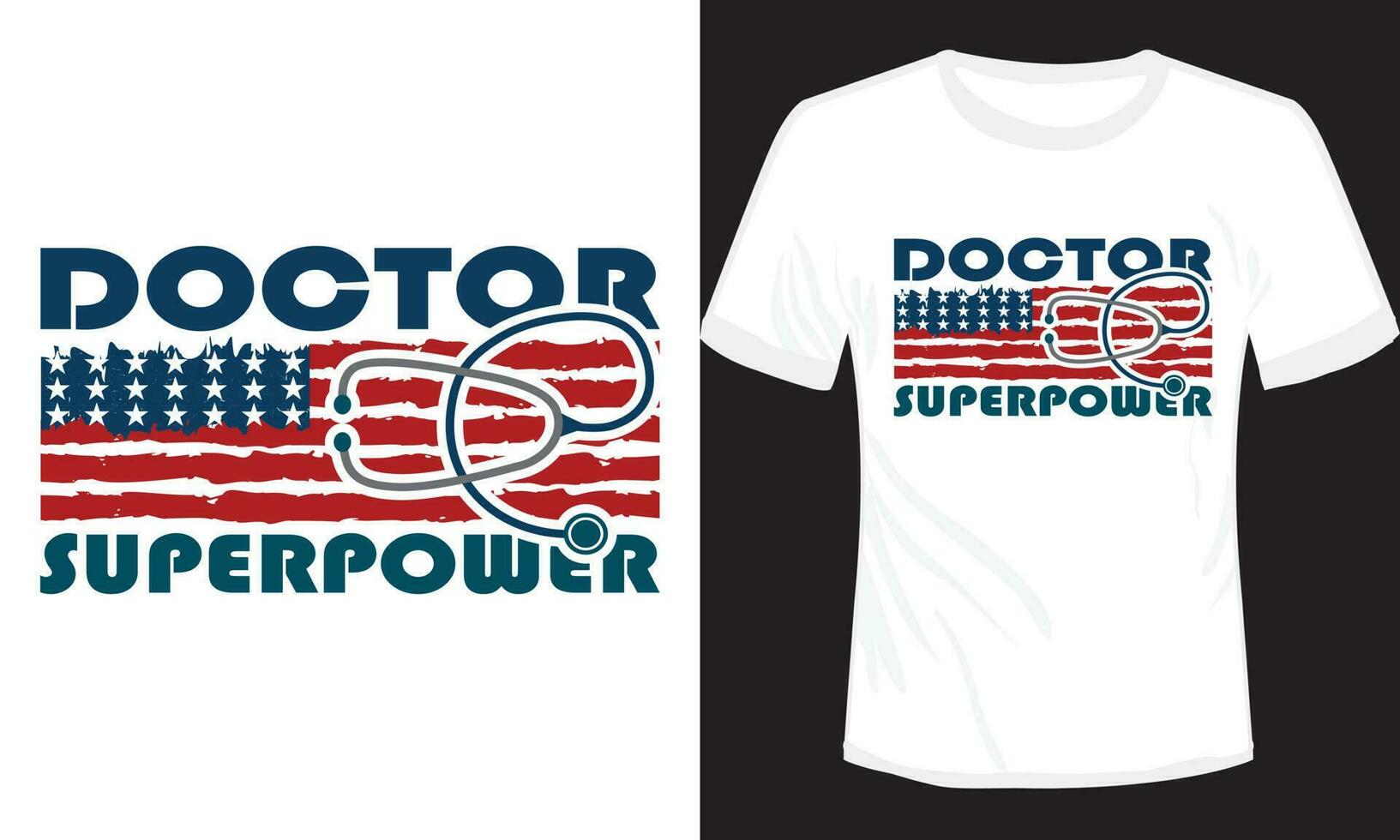 américain superpuissance médecin T-shirt conception avec drapeau vecteur