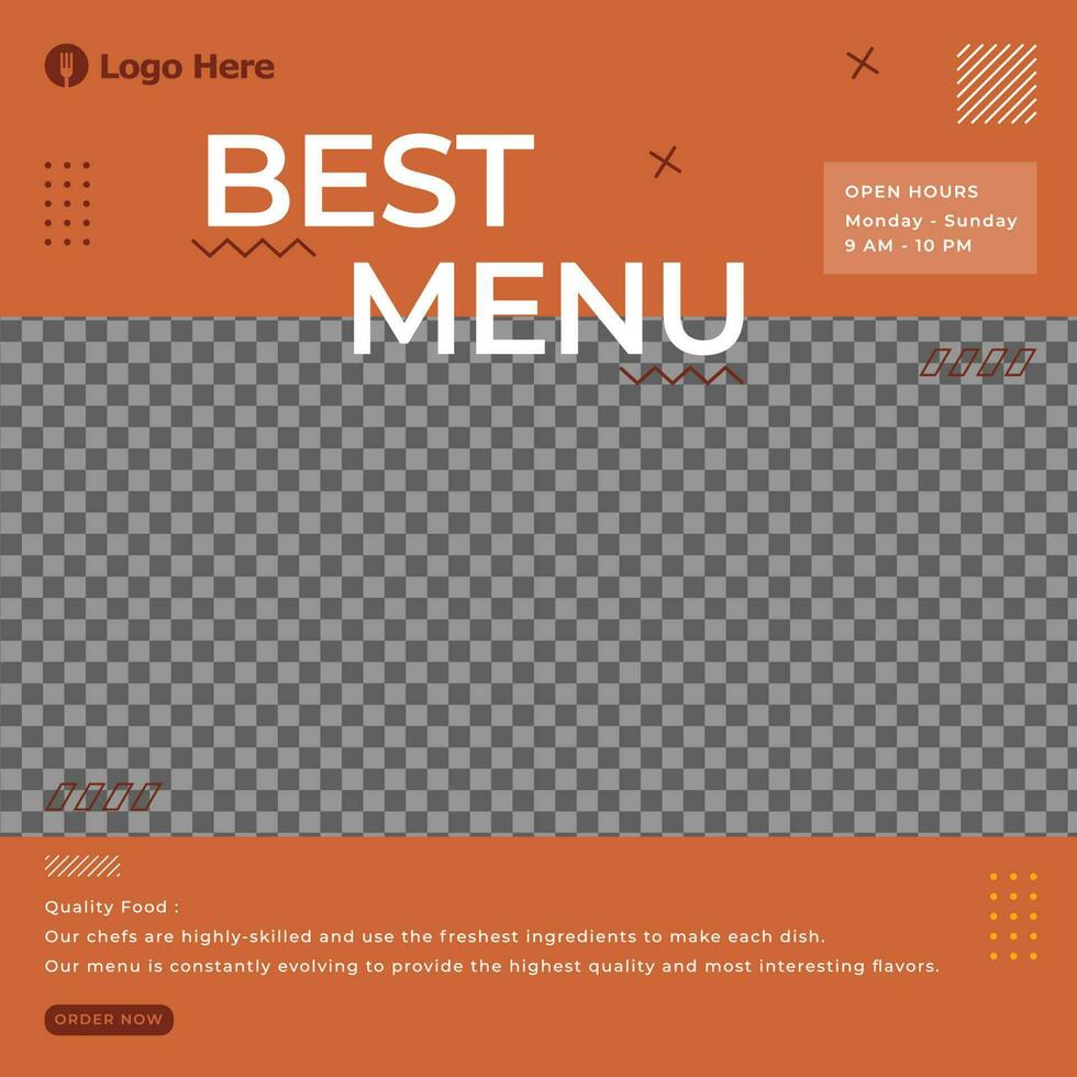 meilleur menu conception social médias modèle pour restaurant vecteur