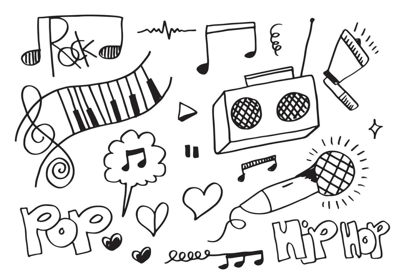 fond de musique illustration de jeu de musique dessiné à la main. illustrations d'images musicales, concept de design. vecteur