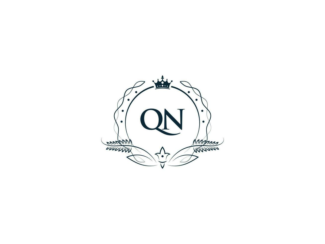 prime Royal couronne qn logo, unique lettre qn nq logo icône vecteur image conception