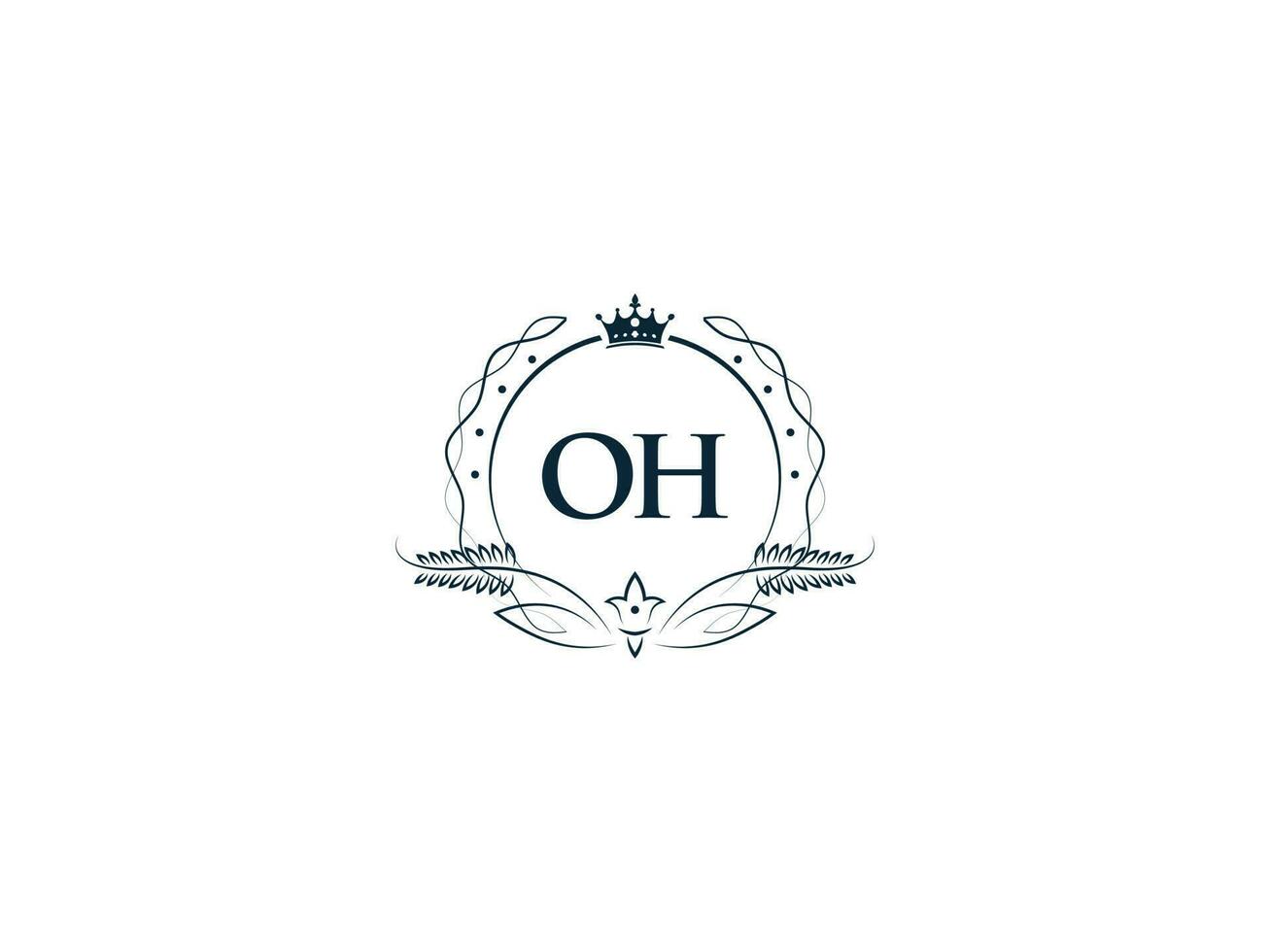 minimaliste Oh féminin logo fabricant, alphabet Oh ho logo lettre vecteur couronne