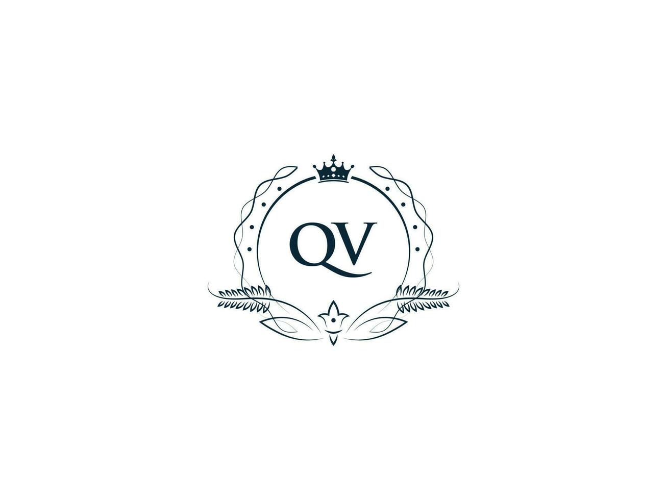 prime Royal couronne qv logo, unique lettre qv vq logo icône vecteur image conception