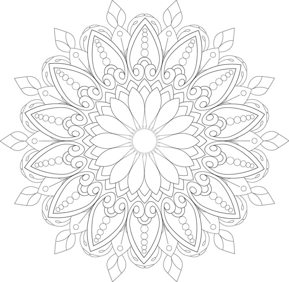 vecteur dessin pour coloration livre. géométrique floral modèle. contour dessin sur une blanc Contexte. mandala