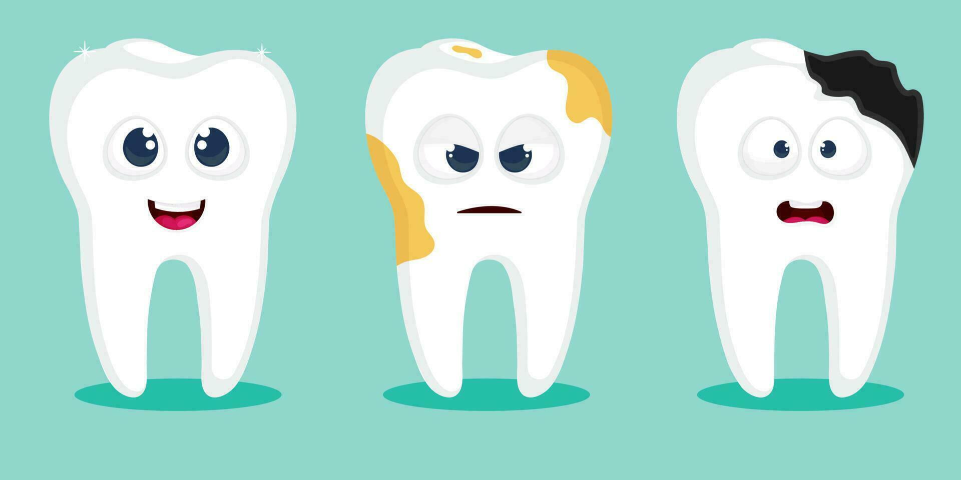 dessin animé les dents ensemble. différent émotion dentaire personnage. vecteur