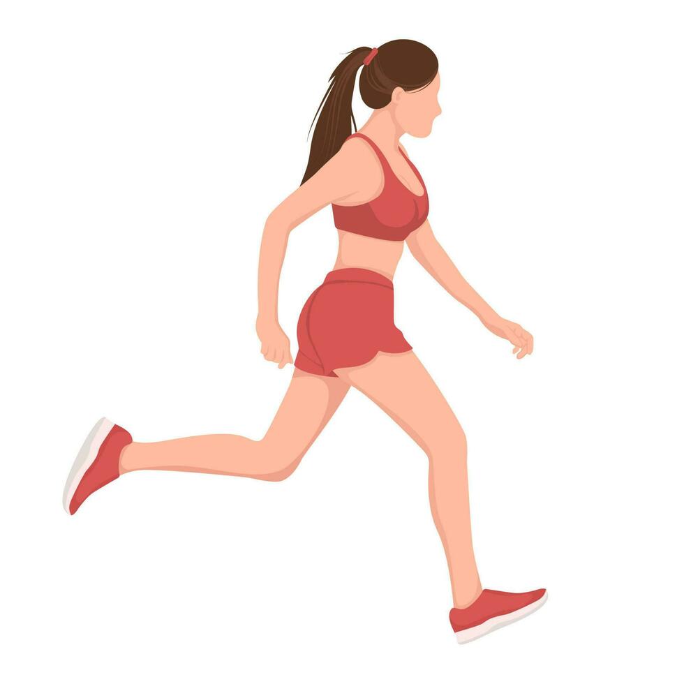 le jogging Jeune femme. en bonne santé mode de vie vecteur illustration isolé sur blanc Contexte.