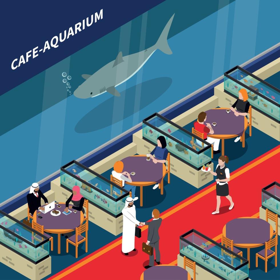illustration vectorielle de café aquarium composition isométrique vecteur