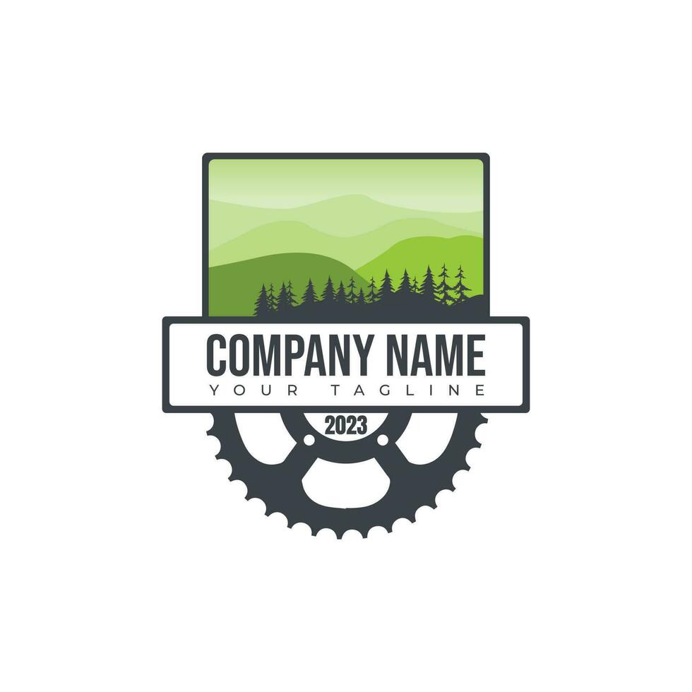 Montagne bicyclette communauté logo. vecteur