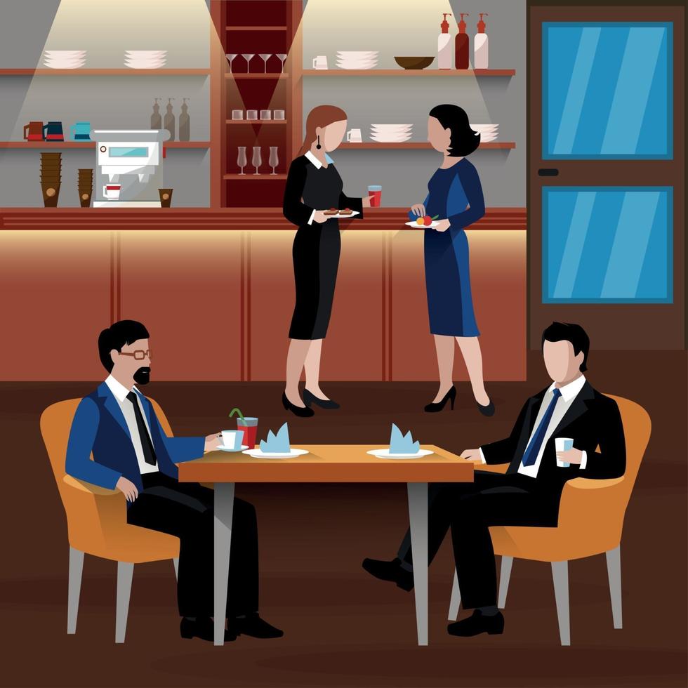 illustration vectorielle de couleur affaires déjeuner personnes composition vecteur