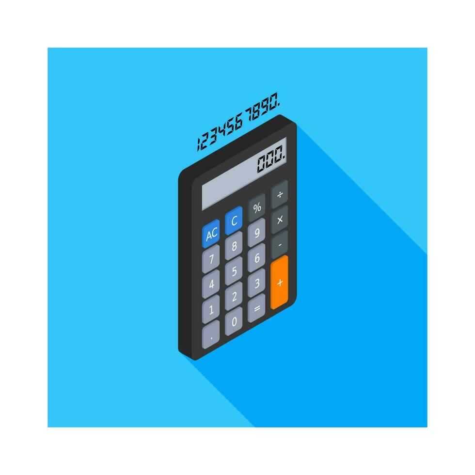 calculatrice et numérique nombre droite vue icône vecteur isométrique. plat style vecteur illustration.