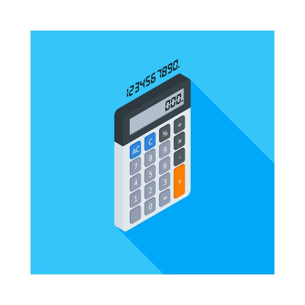 calculatrice et numérique nombre droite vue icône vecteur isométrique. plat style vecteur illustration.