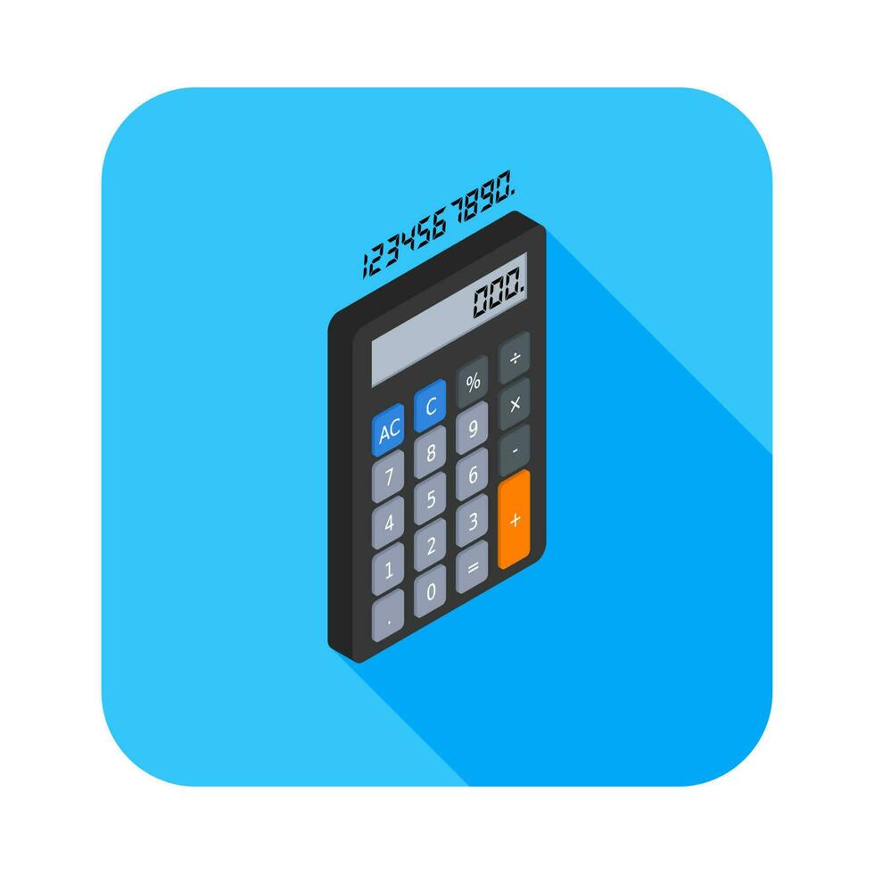 calculatrice et numérique nombre droite vue icône vecteur isométrique. plat style vecteur illustration.