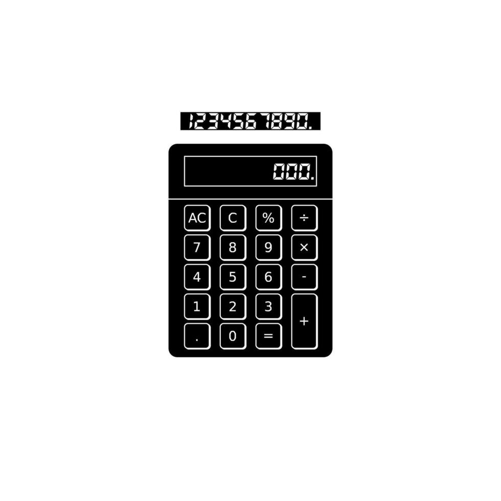 calculatrice et numérique nombre blanc contour icône vecteur isolé. plat style vecteur illustration.