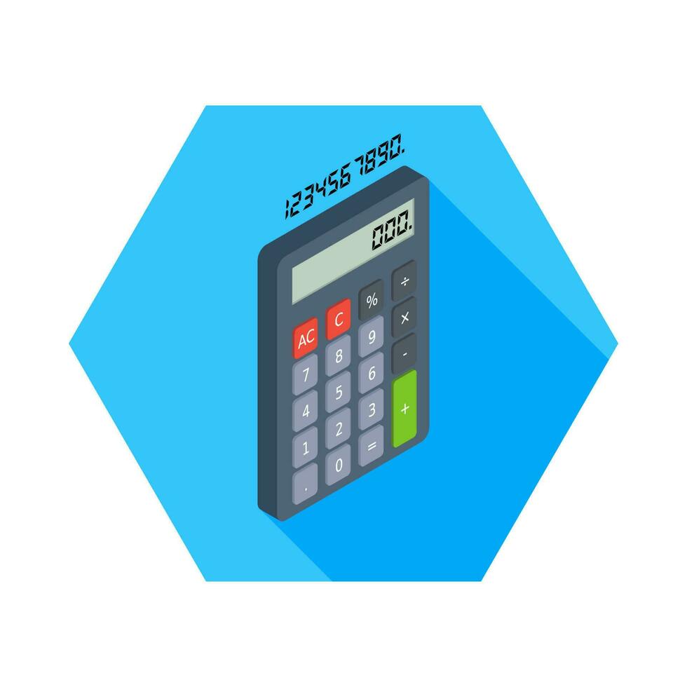 calculatrice et numérique nombre droite vue icône vecteur isométrique. plat style vecteur illustration.