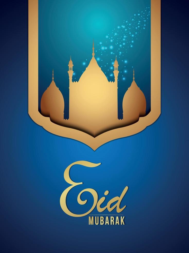 flyer de fête d & # 39; invitation eid mubarak avec mosquée dorée vecteur