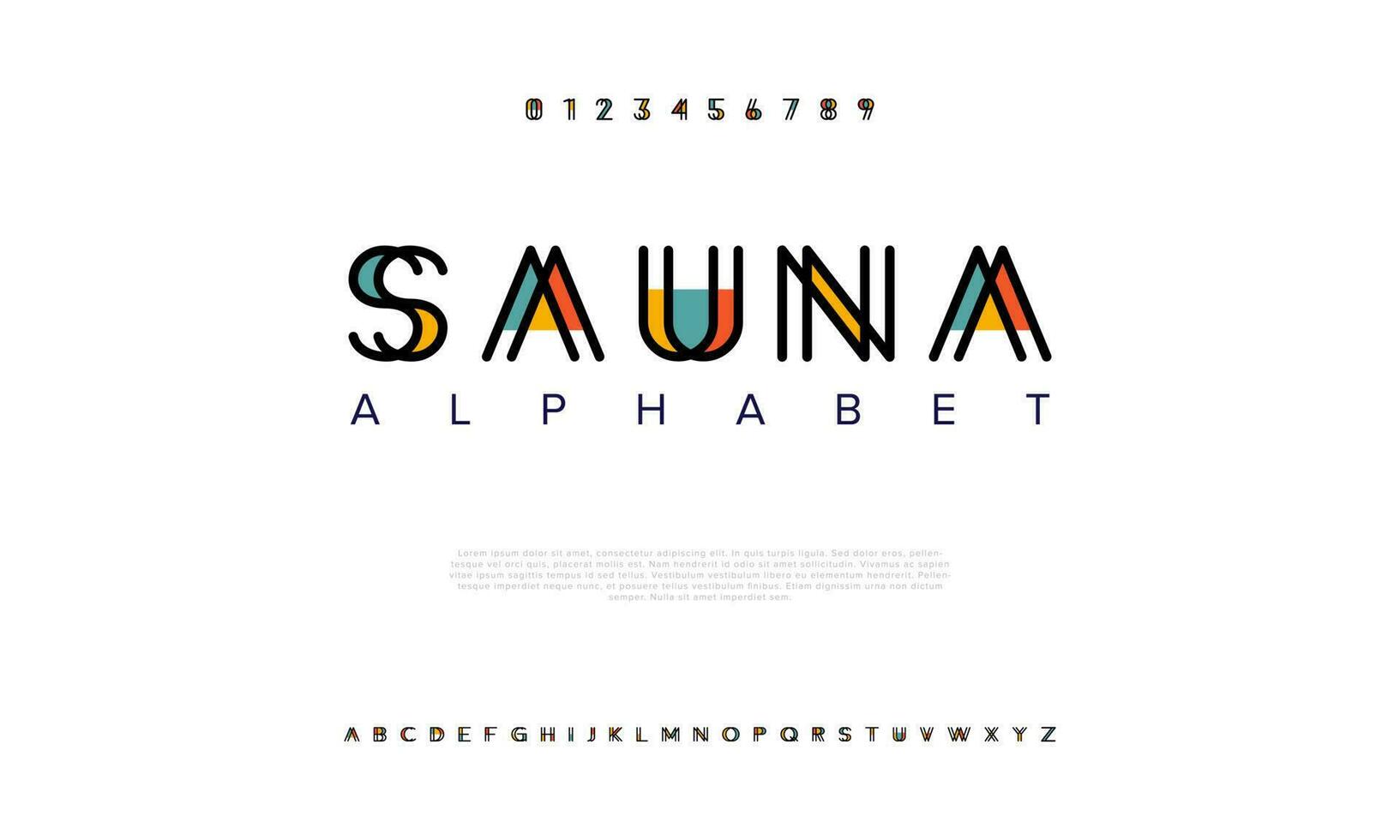 sauna abstrait numérique La technologie logo Police de caractère alphabet. minimal moderne Urbain polices pour logo, marque etc. typographie police de caractères majuscule minuscule et nombre. vecteur illustration