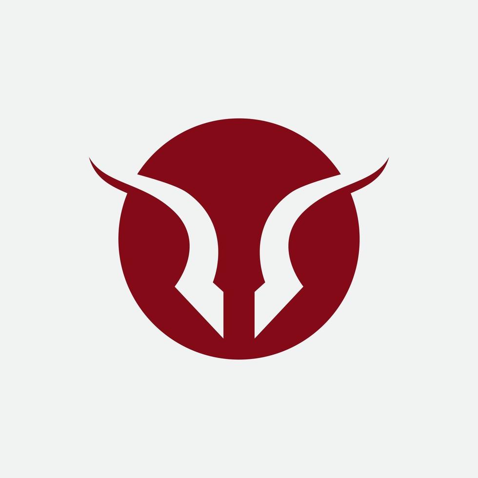 illustration d'icône de vecteur de modèle de logo de taureau de taureau rouge