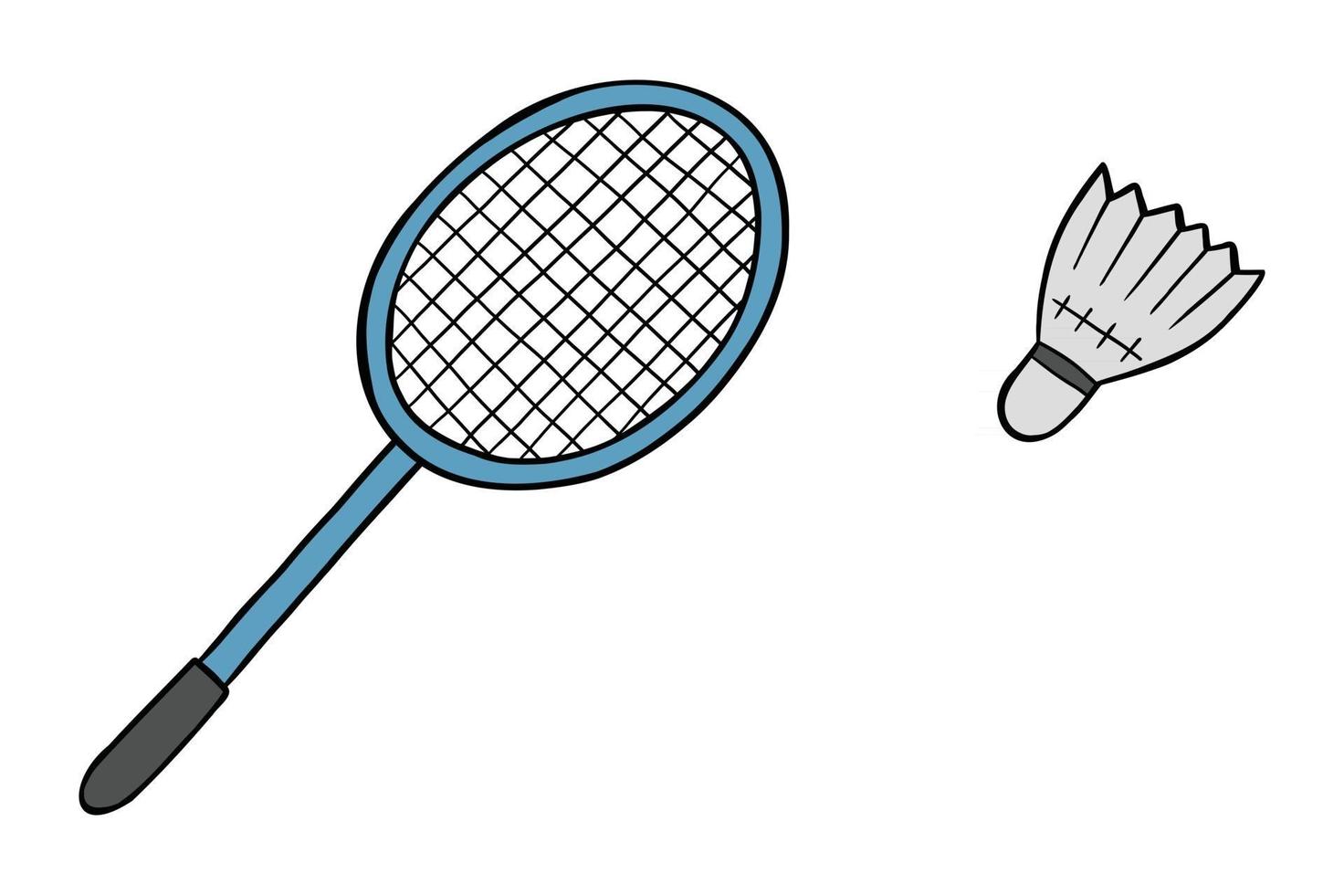 illustration vectorielle de dessin animé de raquette de badminton et volant de balle vecteur