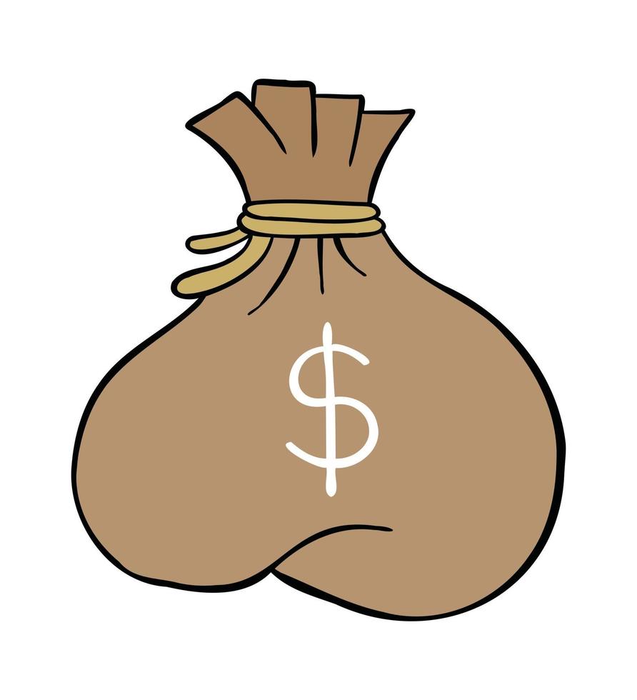 illustration de vecteur de dessin animé de sac d'argent dollar
