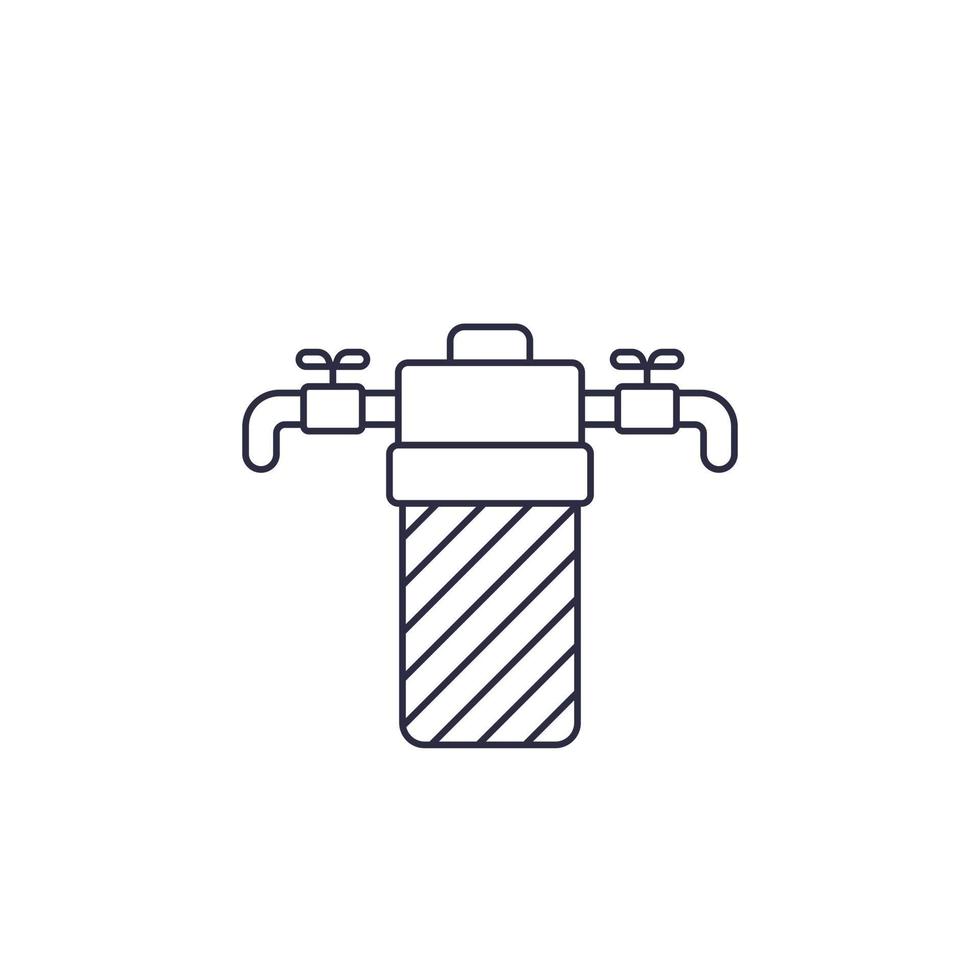Icône de ligne de système de filtration de filtre à eau vecteur