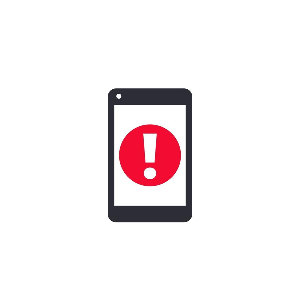 icône de notification avec smartphone et signe d'alerte vecteur