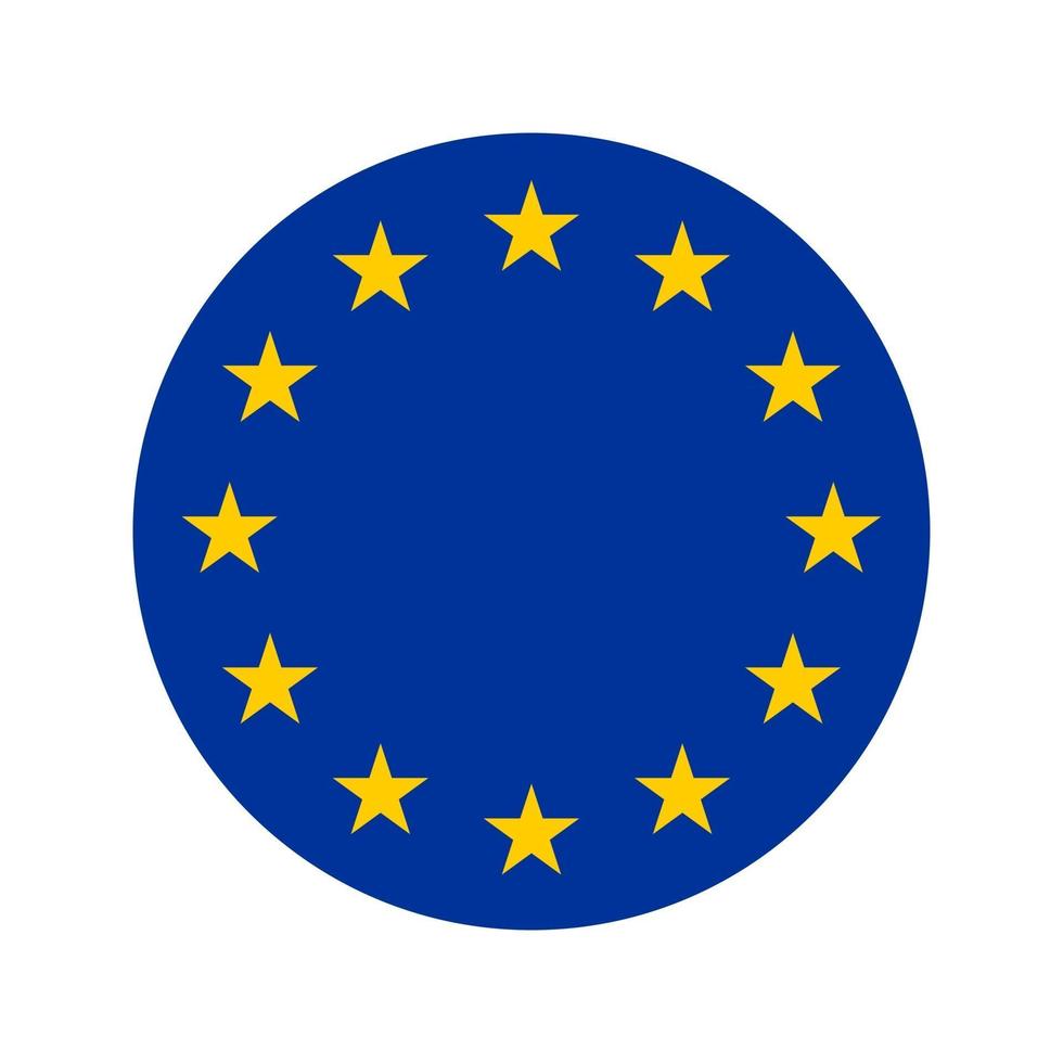Icône arrondie du drapeau de l'europe vecteur de drapeau européen isolé avec préservation des couleurs standard et des proportions adaptées à l'impression des illustrations de bannières de sites Web