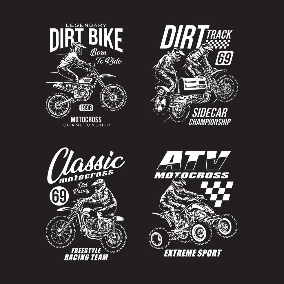 collection de t-shirts graphiques de motocross vecteur