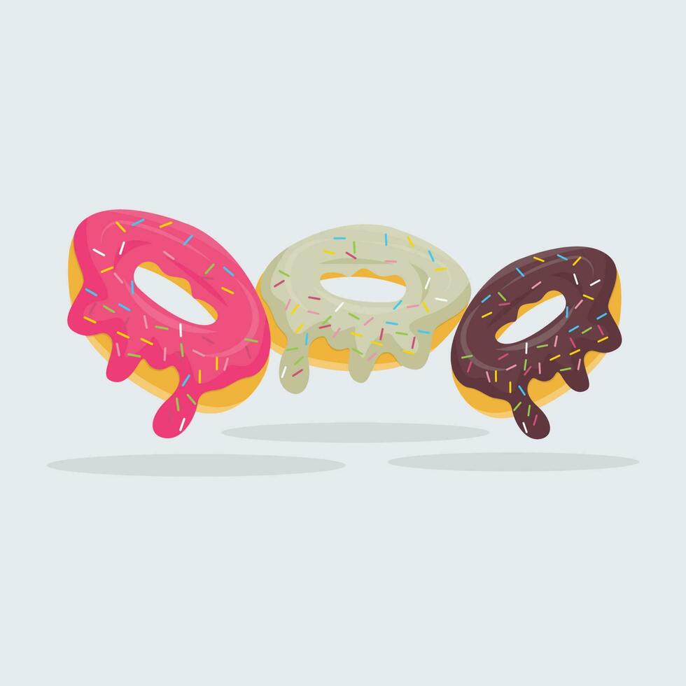 Donut icône illustration, isolé vecteur, dessin animé style nourriture concept, conception adapté pour la toile atterrissage page, bannière, autocollant, arrière-plan, affiche vecteur