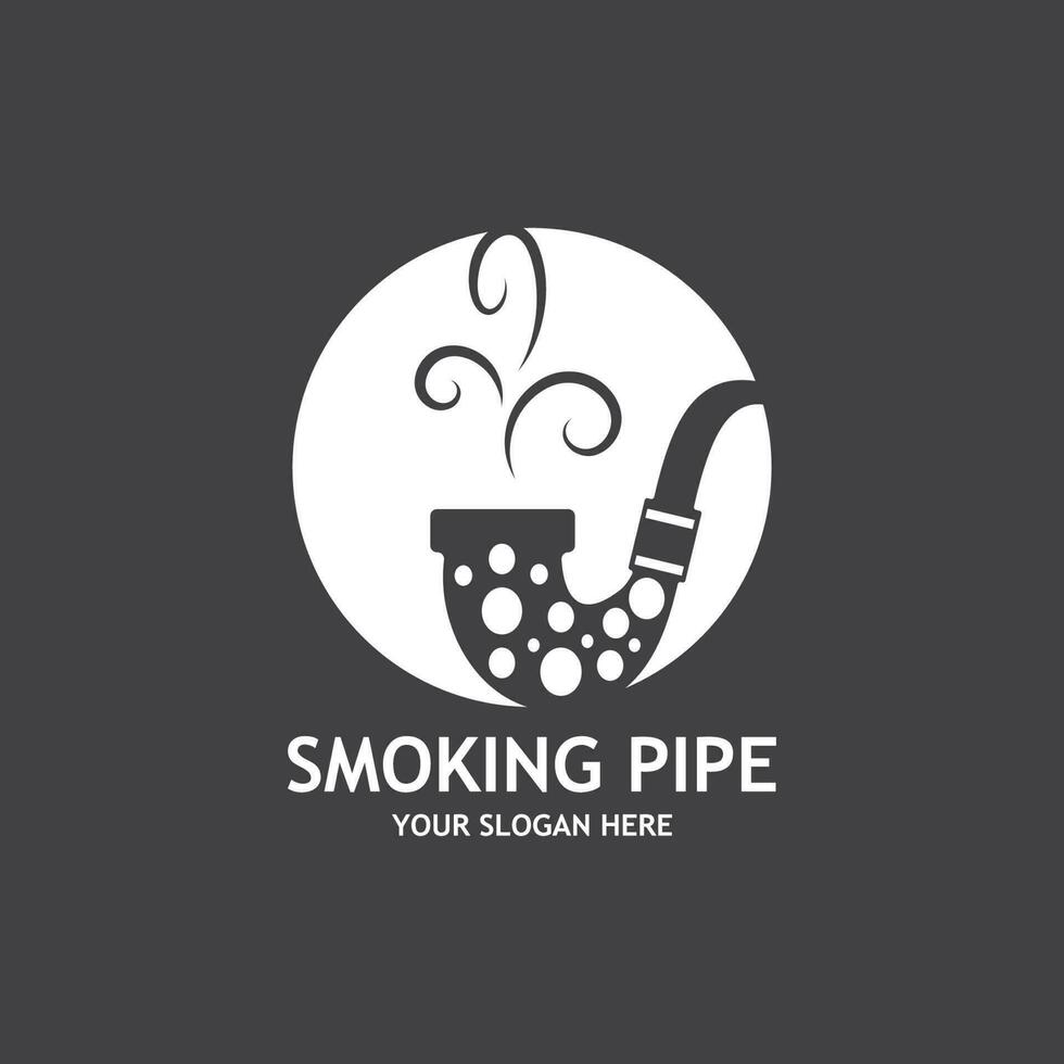fumeur tuyau noir et blanc contour dessin logo vecteur