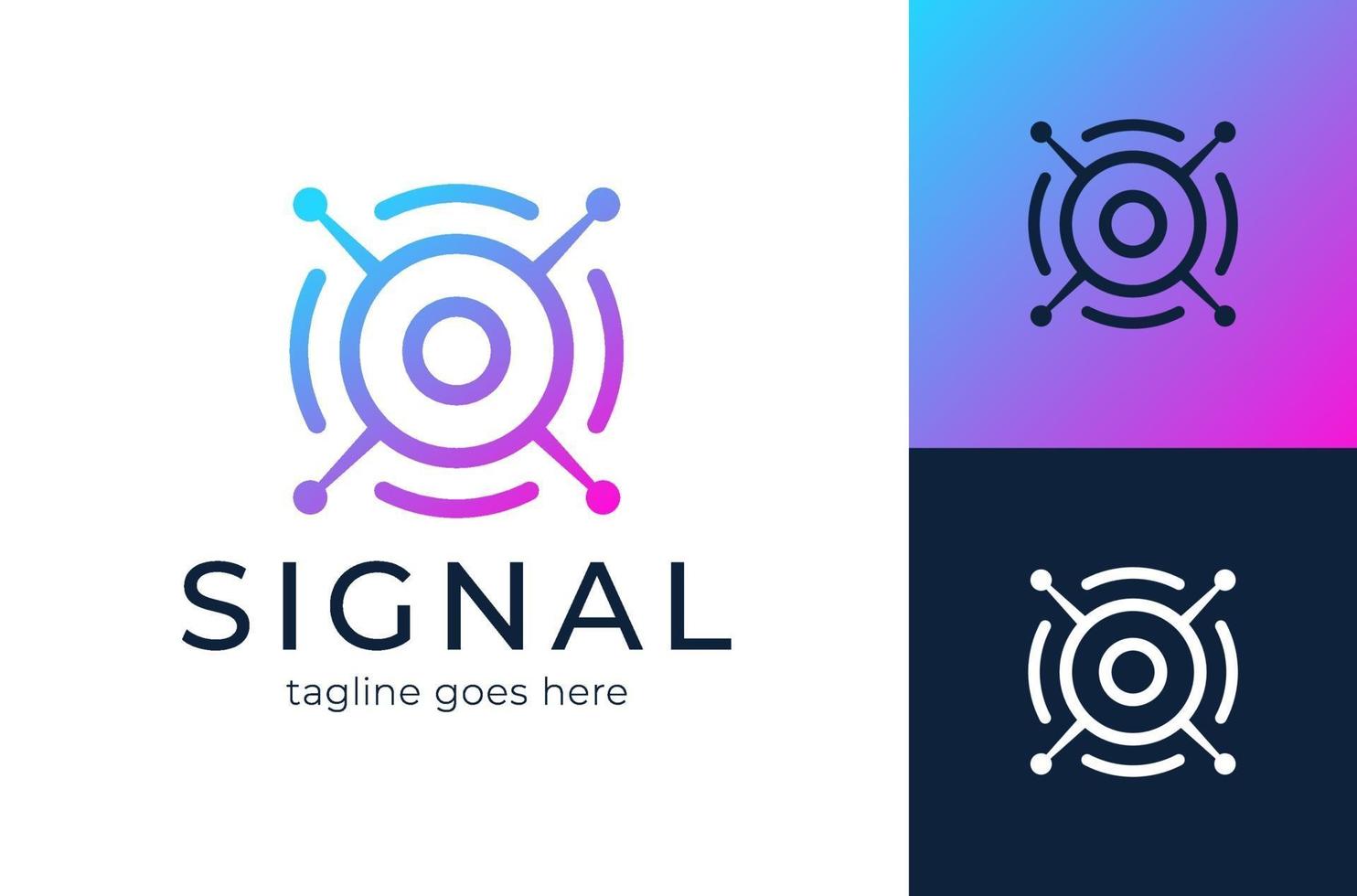 signal logo logo de communication oeil satellite moderne vecteur