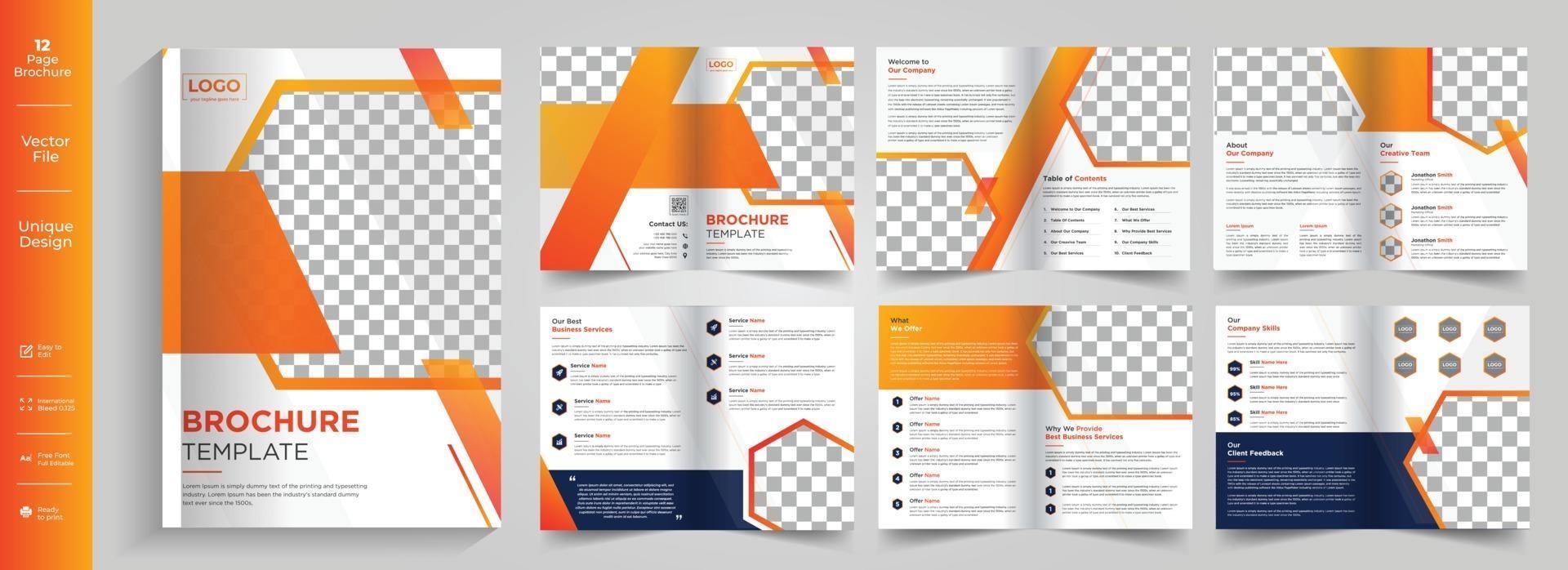 thème d'entreprise 12 pages conception de brochure de profil d'entreprise entreprise 8 pages conception de modèle de brochure d'entreprise créative vecteur