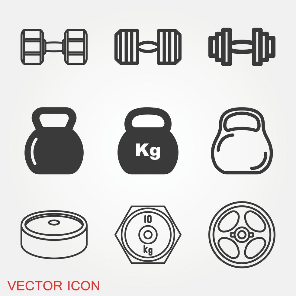 jeu d & # 39; icônes de gym haltère vecteur