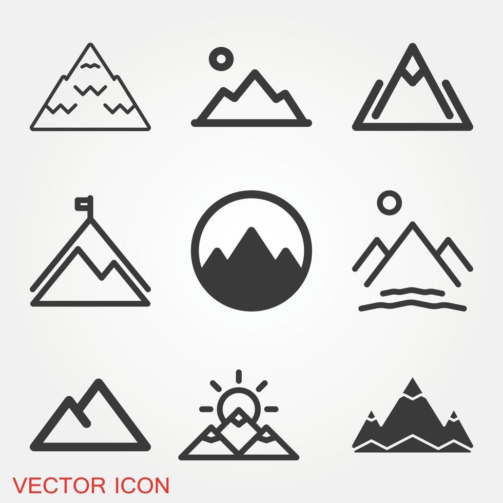 jeu d & # 39; icônes de montagne vecteur