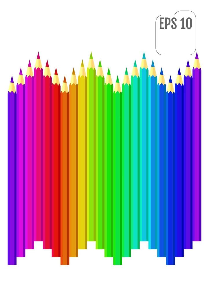 crayons multicolores dans un style plat vecteur