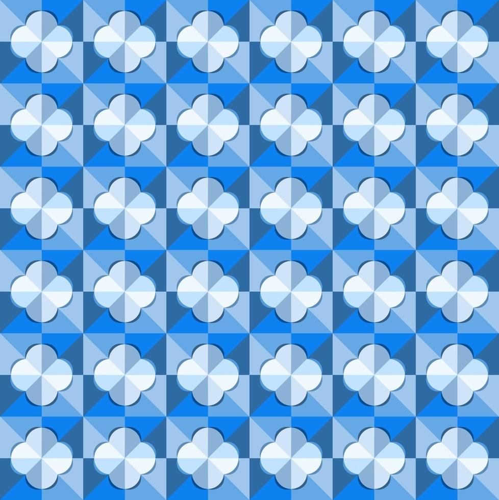 il s'agit d'un motif à damier géométrique bleu polygonal avec un losange arrondi clair vecteur